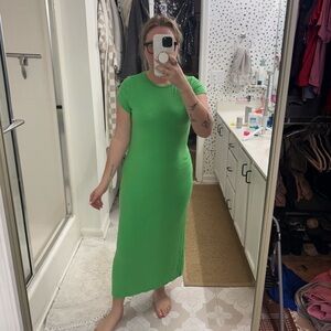Free People Slim Midi Dress in Green size Large